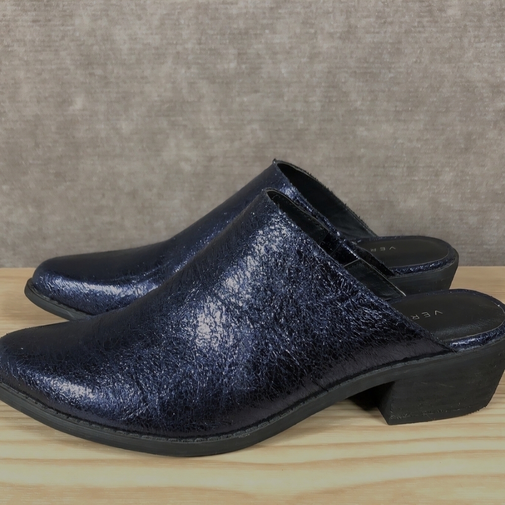 Very Volatile Shiny Black Mules